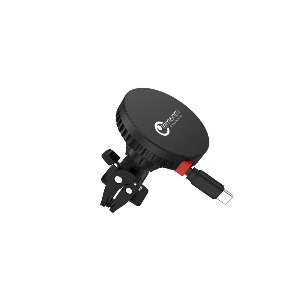 Lemontti Suport Auto MagSafe Magnetic cu Incarcare wireless si cablu retractabil Type-C 1m, prindere ventilatie, Negru [5]