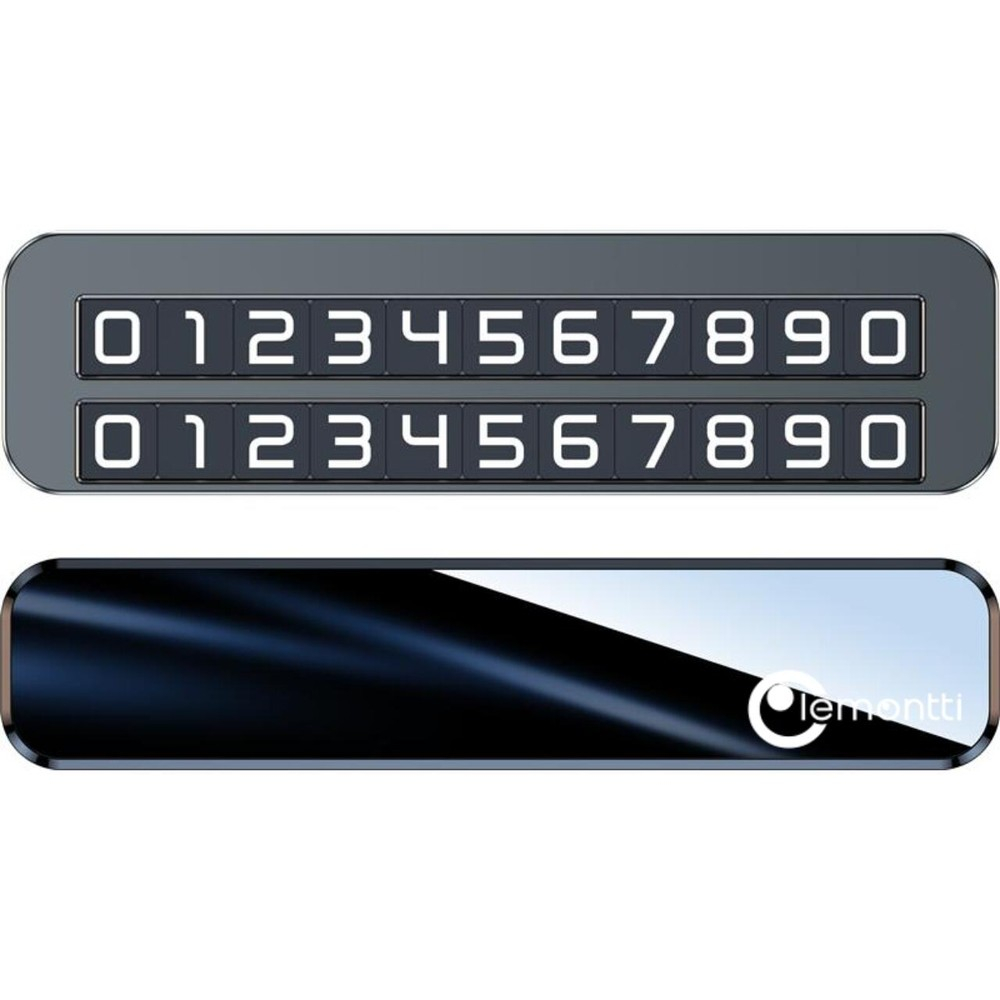 Lemontti Suport auto numar telefon parcare, 2 numere telefon schimbabile, aluminiu, cifre magnetice fluorescente, Negru [3]