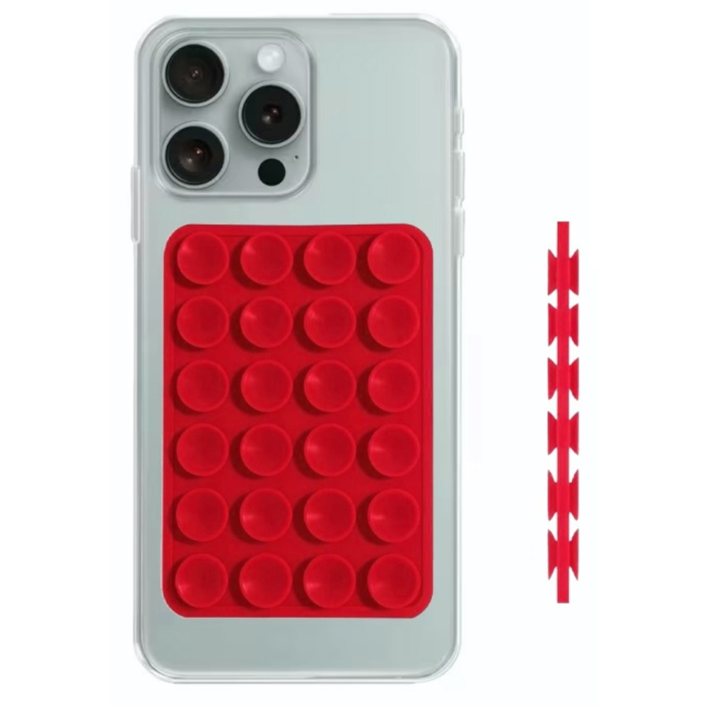 Lemontti Suport Silicon Duo cu ventuze pentru telefon Rosu [3]