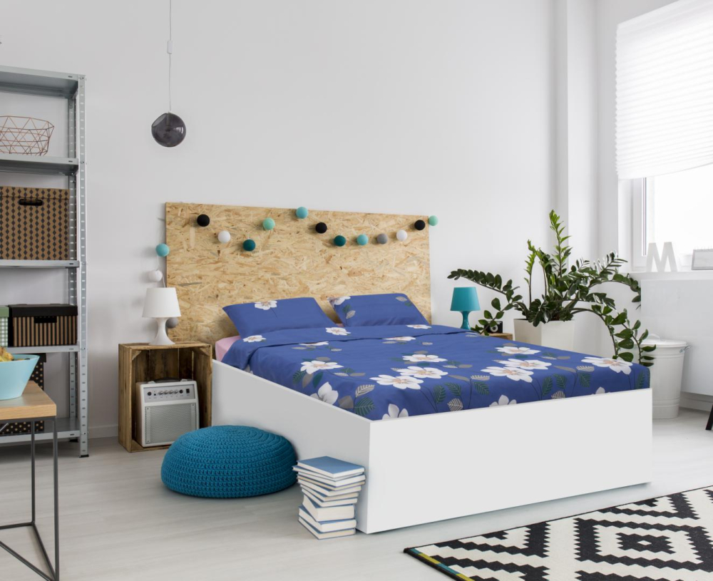 Lenjerie vanora de pat king size microfibra blue daisy [4]