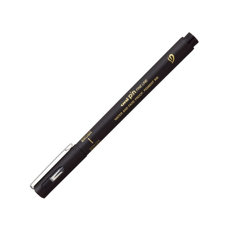Liner UNI PINBR-500F, pe baza de apa, varf pensula, extra fin, negru [2]