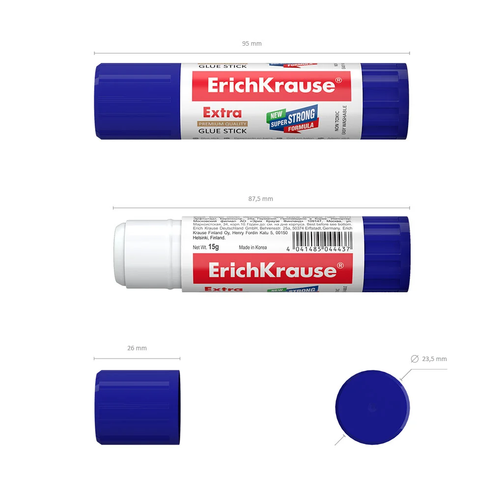 Tub Lipici solid stick ErichKrause, transparent, 15g [3]