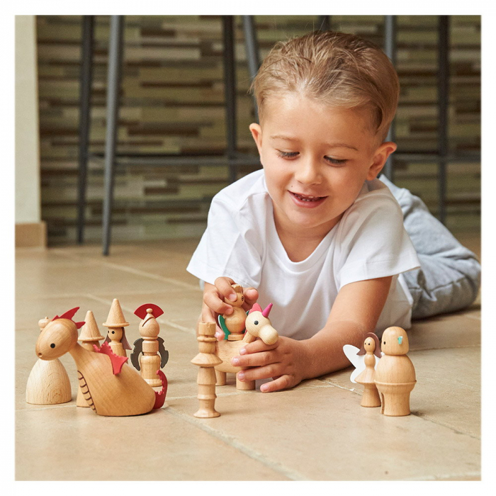 Lumea Basmelor, set 10 figurine din lemn, TickIT, 3-7 ani [3]