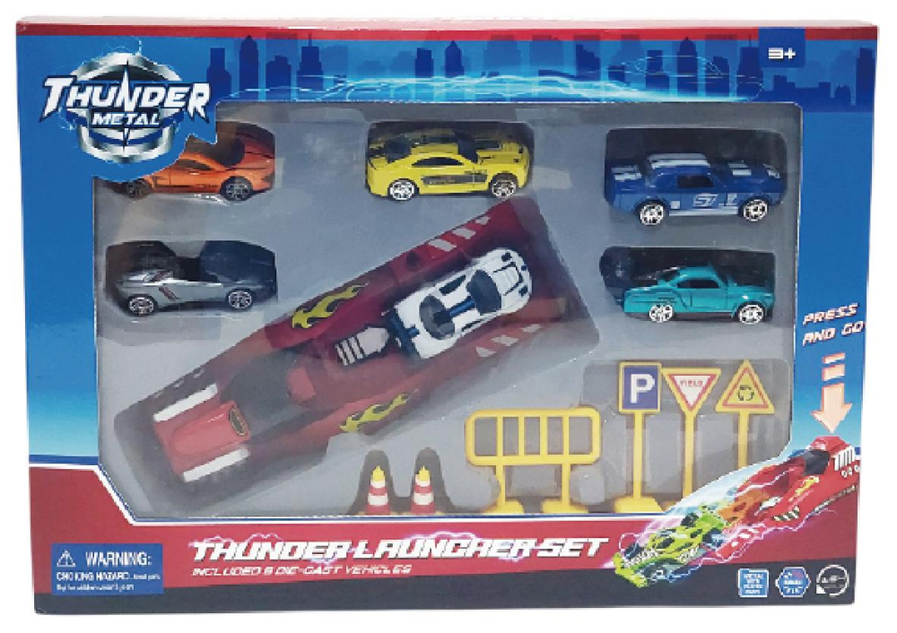 Macheta die cast, lansator scara 1/64, 7.5cm, diverse modele si culori- albastru, galben, bleu, rosu, negru, alb, argintiu [4]