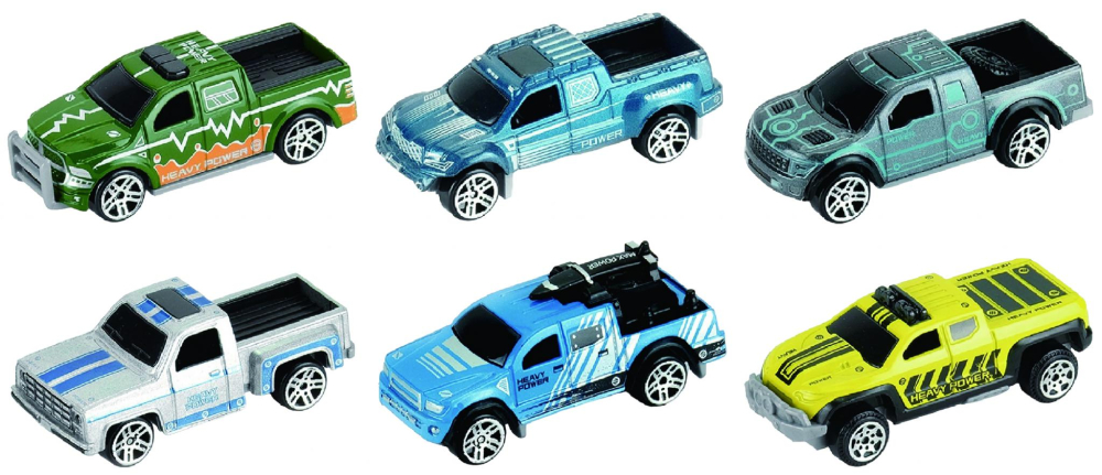 Macheta die cast, set 3 camionete, scara 1/64, 7.5cm, diverse modele si culori- bleu, portocaliu, albastru, turquoise, galben, rosu, roz, verde, turquoise, alb [3]