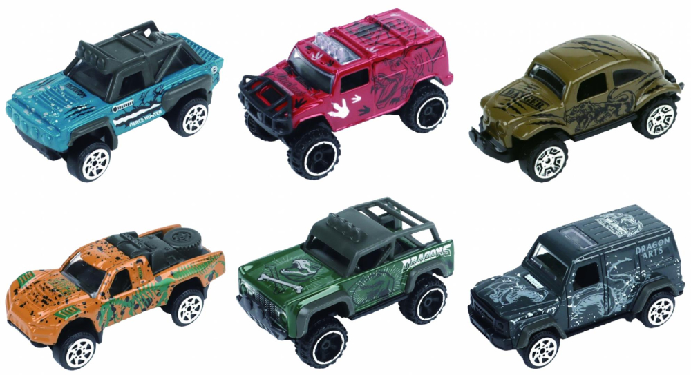 Macheta die cast, set 3 masinute, scara 1/64, 7.5cm,  diverse modele si culori- rosu, albastru, bleu, rosu deschis, maro, gri petrol [3]