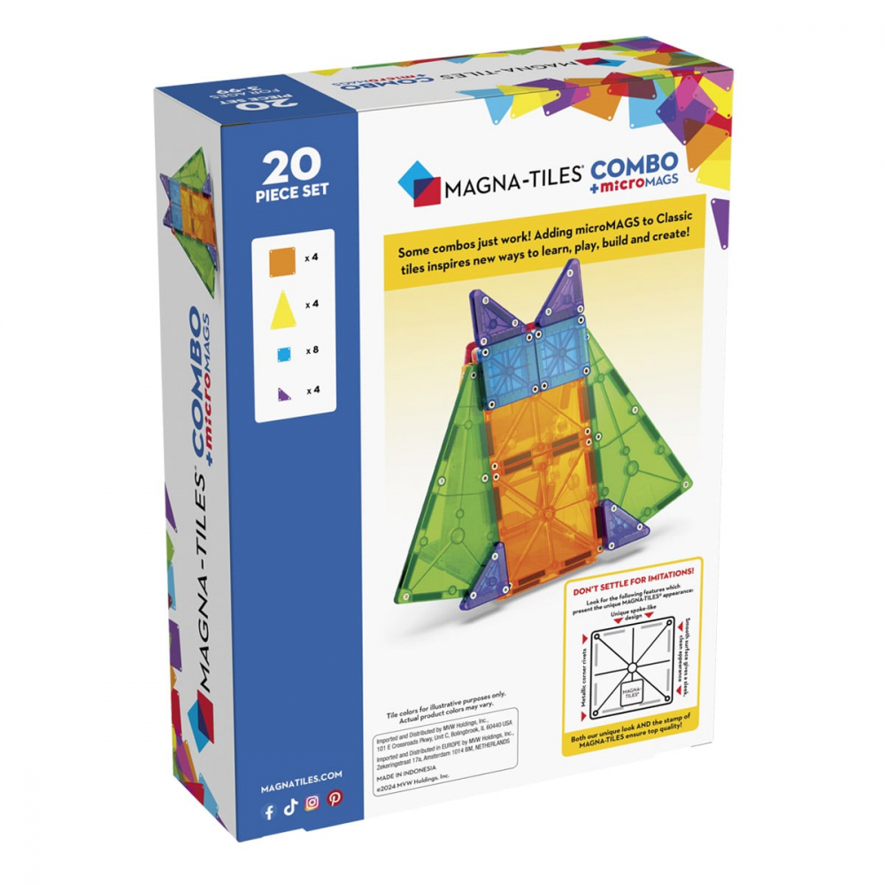 MAGNA-TILES Combo + microMAGS, 20 piese, 3-9 ani [6]