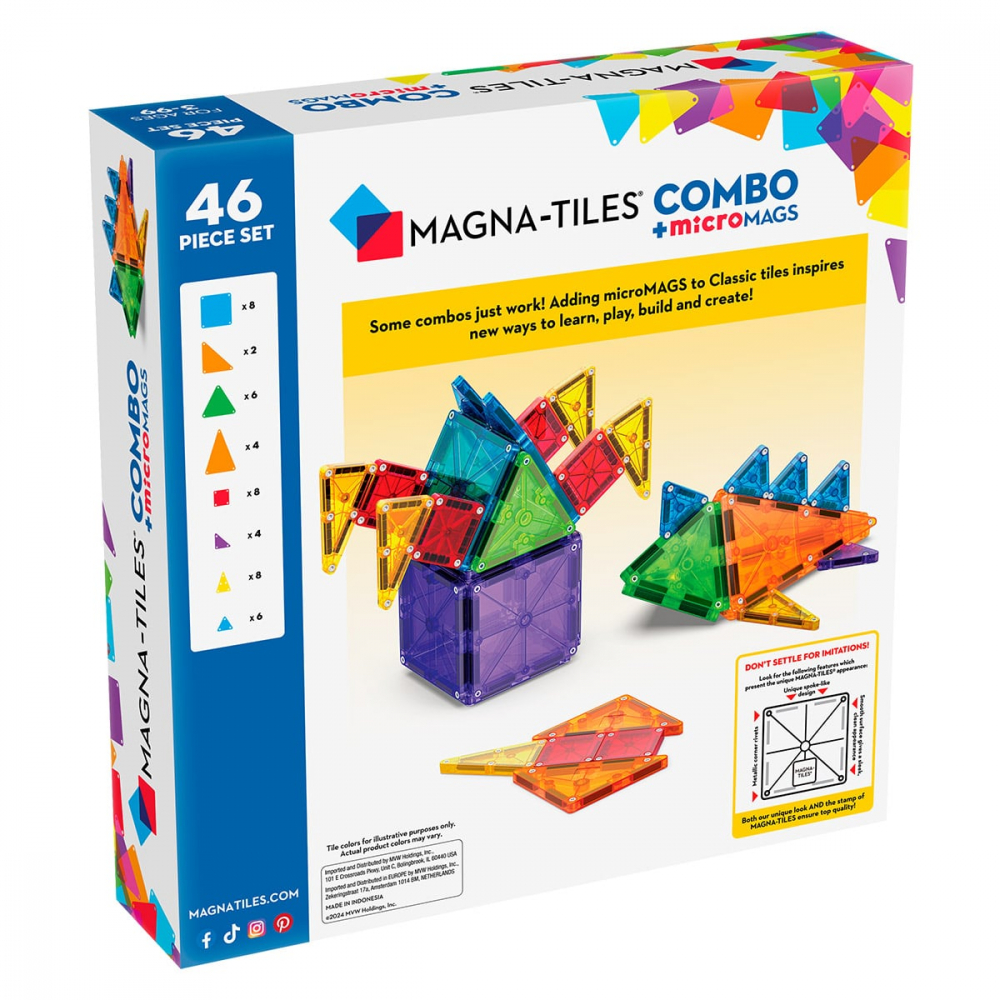 MAGNA-TILES Combo + microMAGS, 46 piese, 3-9 ani [6]