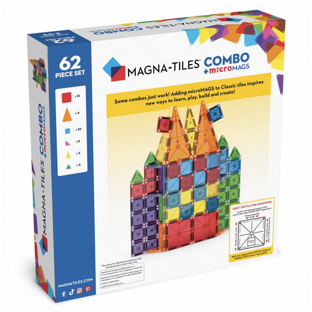 MAGNA-TILES Combo + microMAGS, 62 piese, 3-9 ani [6]
