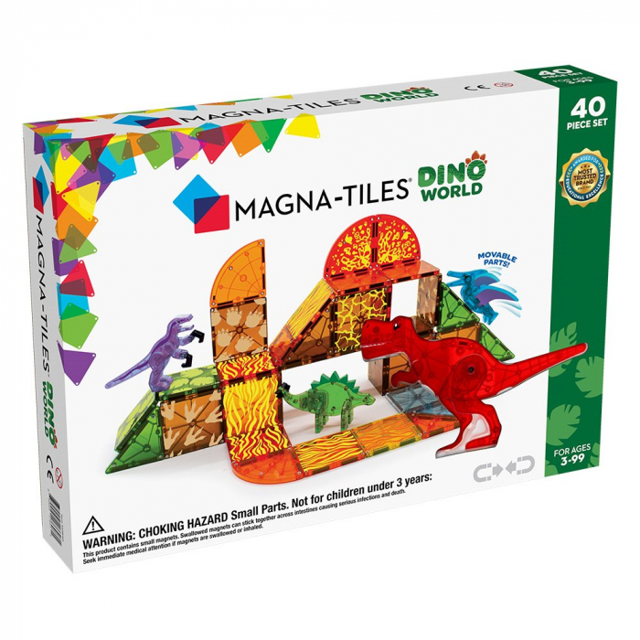MAGNA-TILES Dino World, set magnetic 40 de piese, 3-9 ani [1]