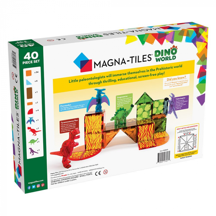 MAGNA-TILES Dino World, set magnetic 40 de piese, 3-9 ani [6]