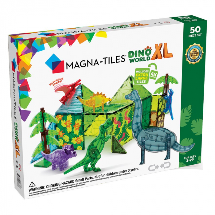 MAGNA-TILES Dino World XL, set magnetic 50 de piese, 3-9 ani [1]