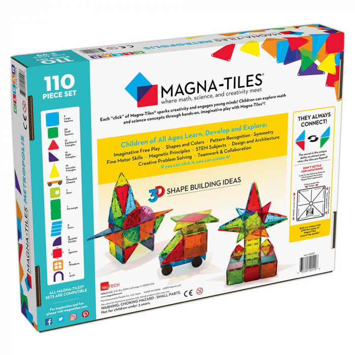 Joc de constructie magnetic ⭐ Magna-Tiles Metropolis 110 piese [6]