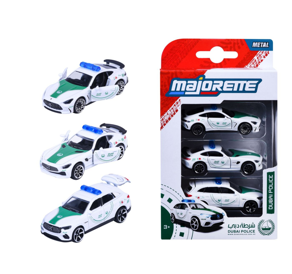 Majorette set 3 masinute de politie dubai metalice mercedes amg 7.5cm [3]