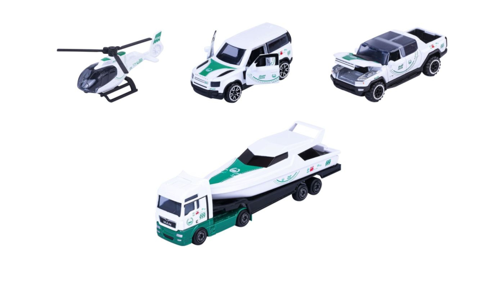 Majorette set 4 masinute de politie dubai metalice mercedes amg 7.5cm [2]