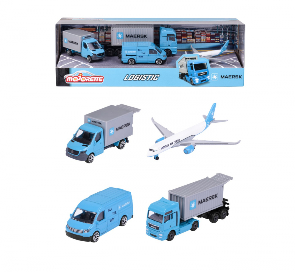 Majorette set 4 vehicule metalice de transport maersk  [1]