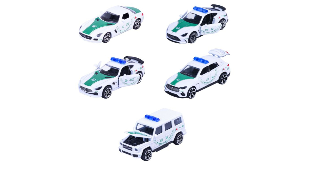 Majorette set 5 masinute de politie dubai metalice mercedes amg 7.5cm [2]