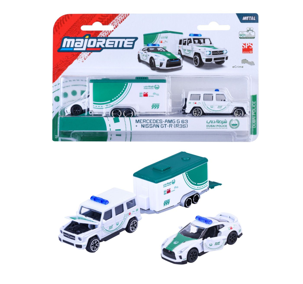 Majorette set remorca de politie dubai deluxe mercedes amg g63 si masinuta nissan gt-r r35 [3]