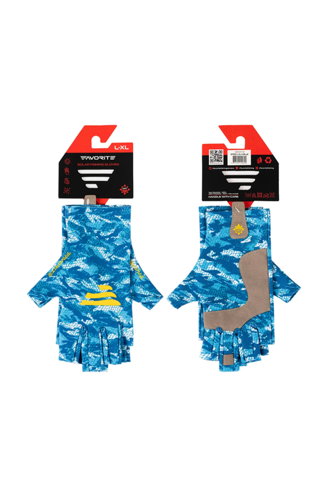 Manusi Favorite Solar Fishing Gloves 5 Cut White and Blue S-M [4]