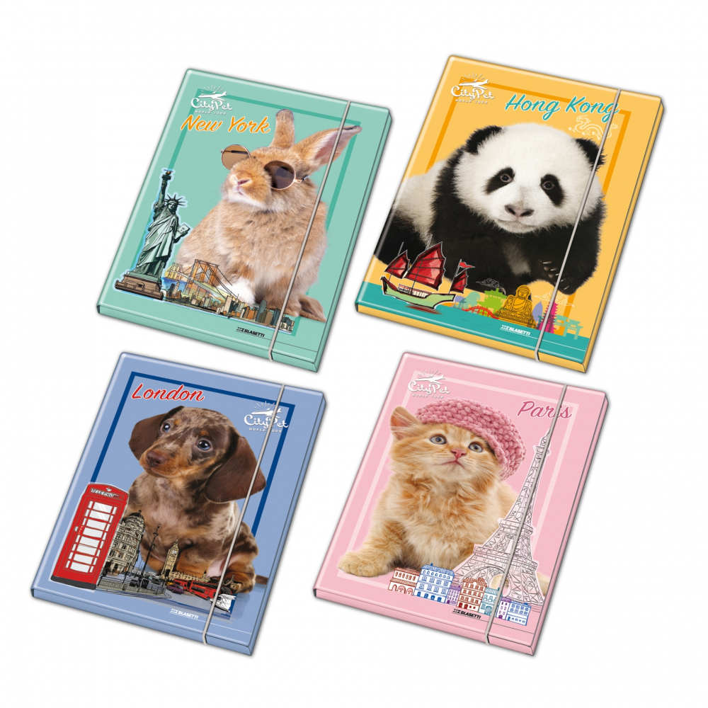 Mapa A4 din carton, cu elastic, Animalute, D12, 26x35 [1]