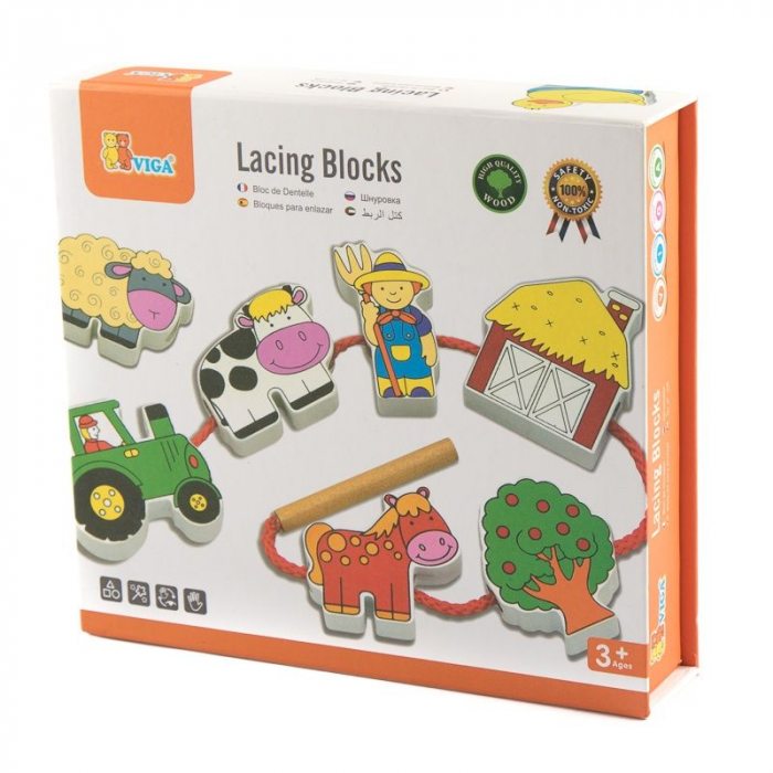 Margele de insirat din lemn, Ferma, Viga Toys [1]