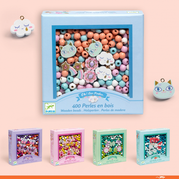 Margele pentru Bratari si Coliere copii, set 400 buc, Curcubeu, Beads Rainbow, Djeco, varsta 3 - 6, 6 - 9 ani, Fata [5]