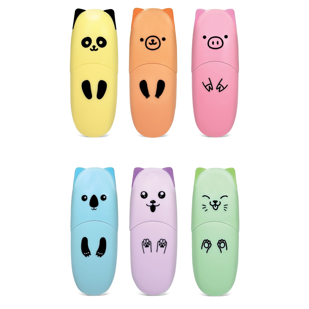 Marker evidențiator pastel Besty Animals, 6 culori (18 buc/display) varsta 3 ani+,6 ani+,8 ani+ [3]