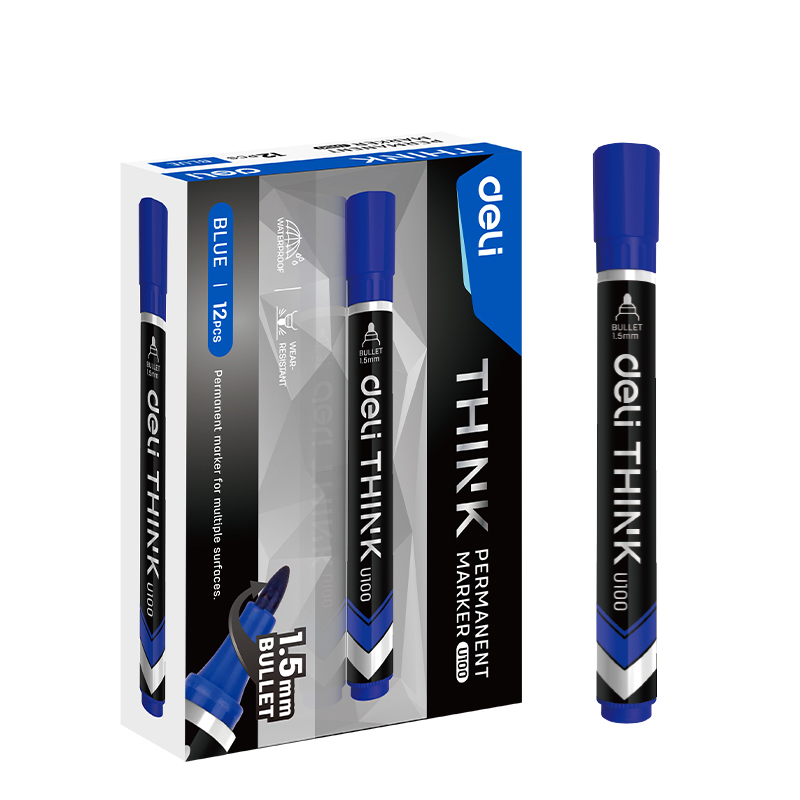 Marker permanent albastru varf rotund 1.5mm deli [2]