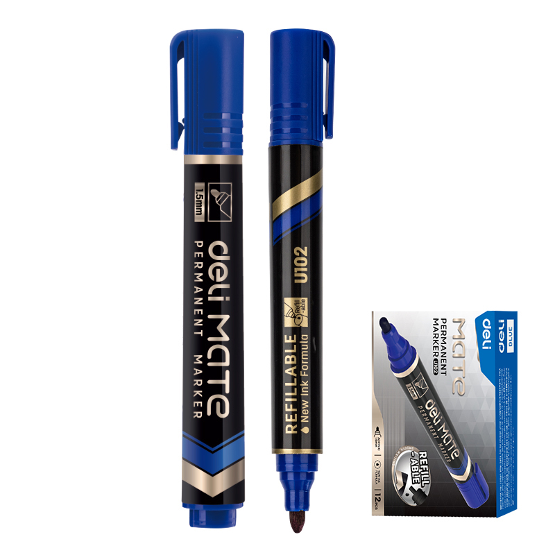 Marker permanent albastru varf rotund 1.5mm mate deli [3]