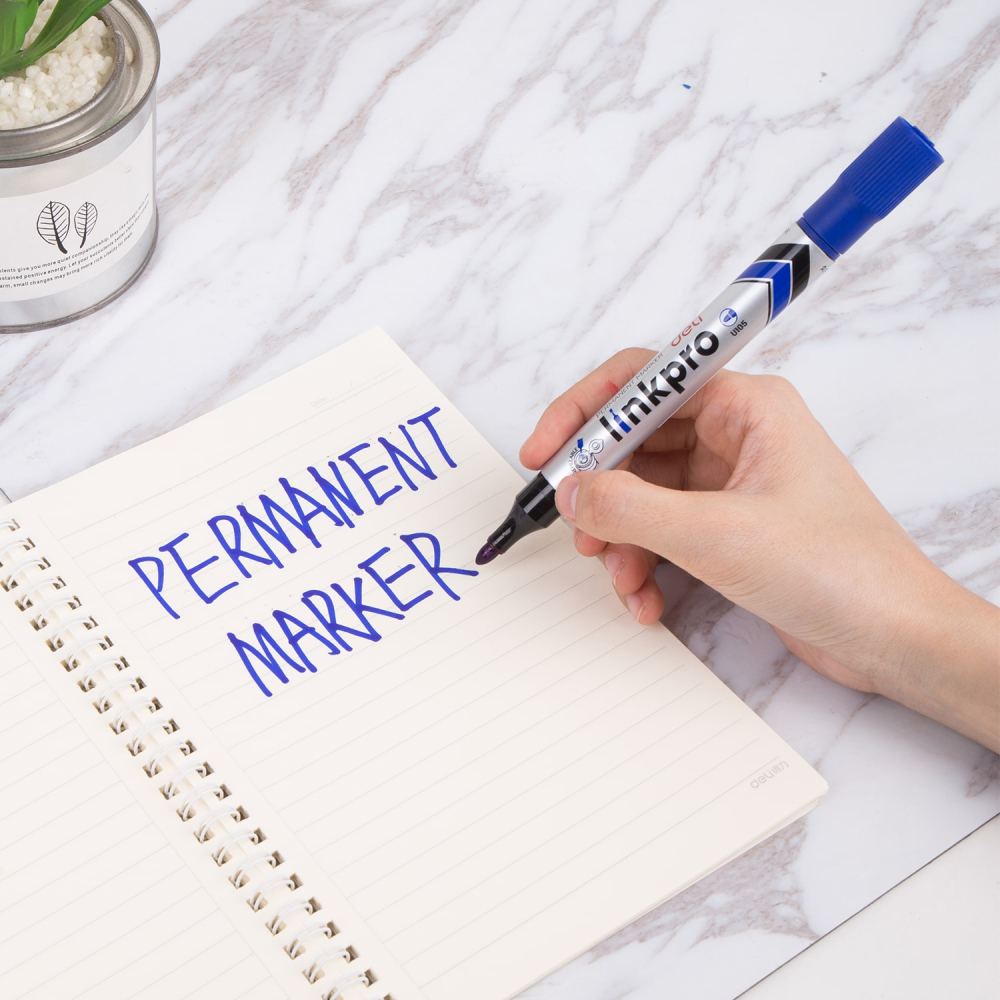Marker permanent albastru varf rotund 2mm reincarcabil deli [4]