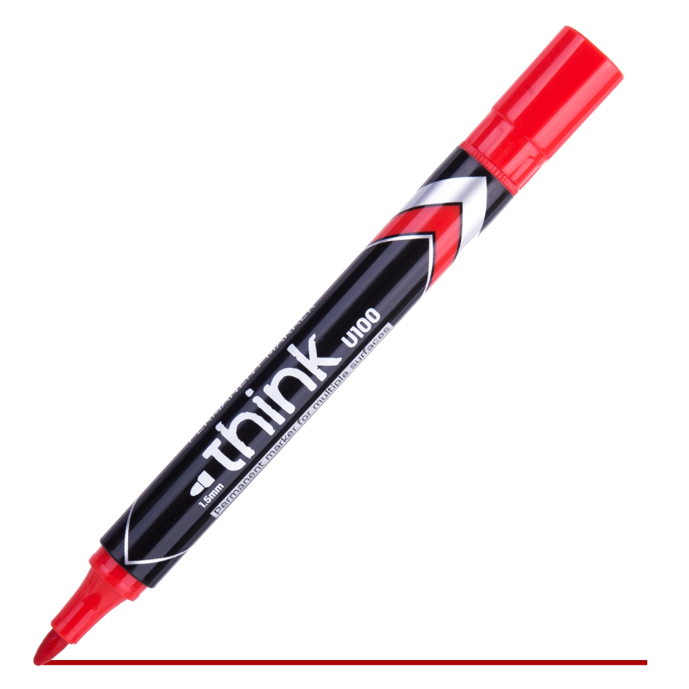 Marker permanent rosu varf rotund 1.5mm deli [2]