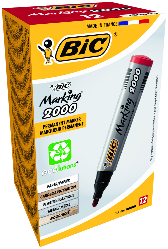 Marker permanent rosu varf rotund 2000 bic [4]