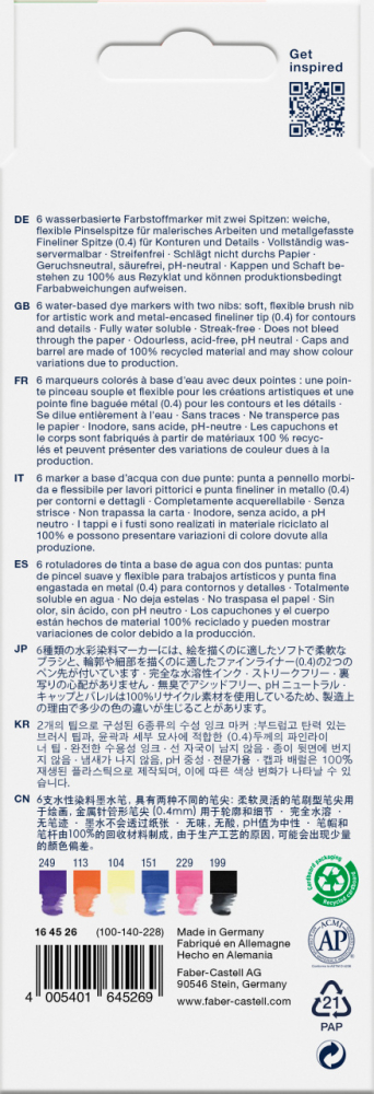 Marker solubil 2 capete set 6 buc fantasy goldfaber faber-castell [3]