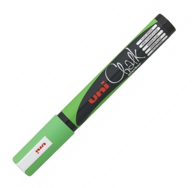 Marker UNI Chalk PWE-5M, cu creta lichida, 1.8-2.5 mm, verde flourescent [1]