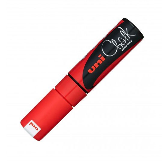 Marker UNI Chalk PWE-8K, cu creta lichida, 8 mm, rosu fluorescent [1]