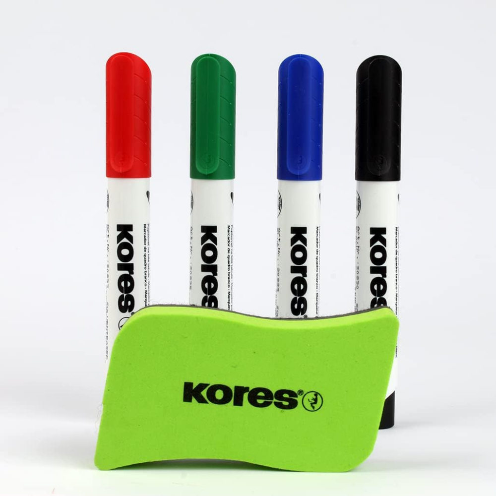 Marker whiteboard 4/set 3mm + burete magnetic kores [2]