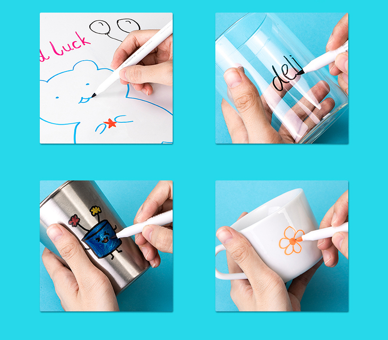 Marker whiteboard slim set 8 bucati deli [4]