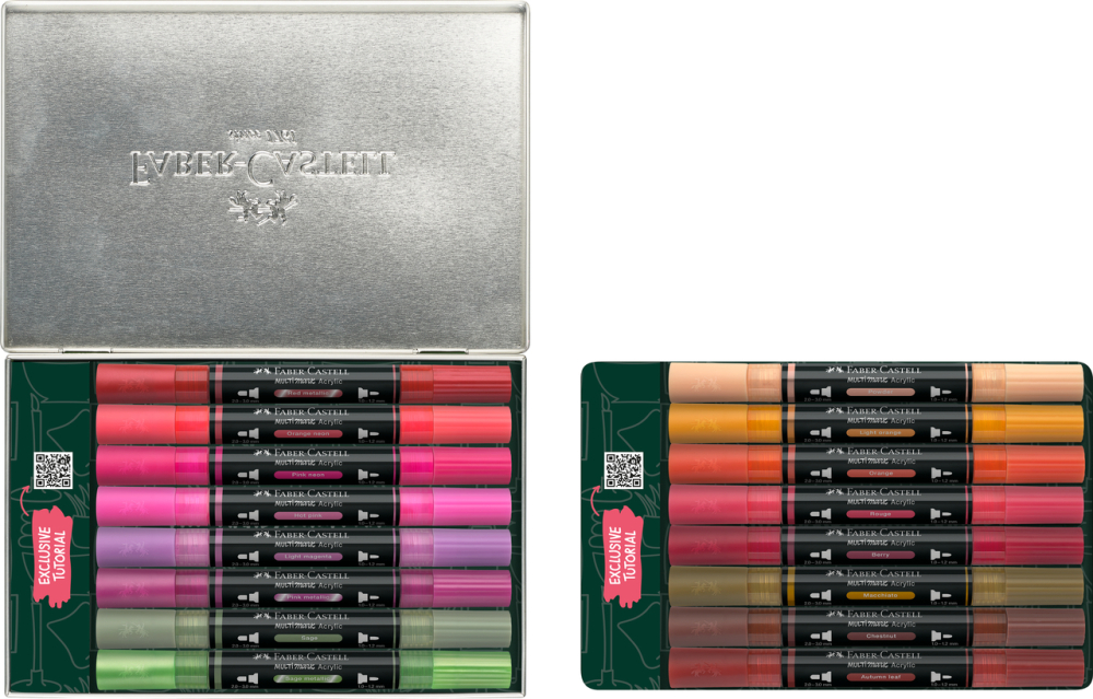 Markere acrilice multimark cutie metal 16 bucati home faber-castell [2]