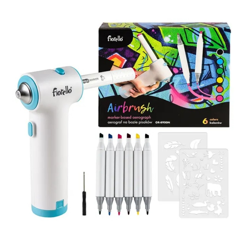 Markere spray vopsea + aerograf Fiorello GR-8900N / 170-2788, set 6 buc, functioneaza cu 4 baterii AA [2]