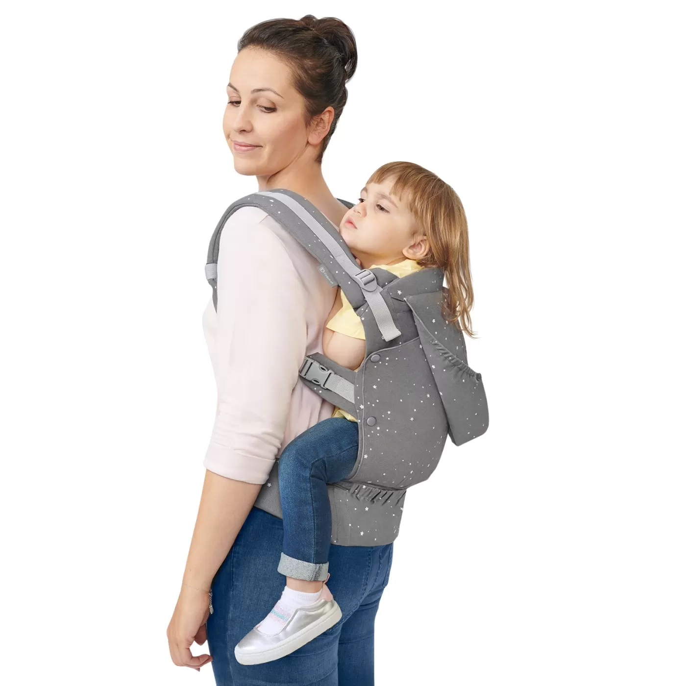 Marsupiu ergonomic kinderkraft huggy, grey, varsta de la 0 luni la 3 ani [6]