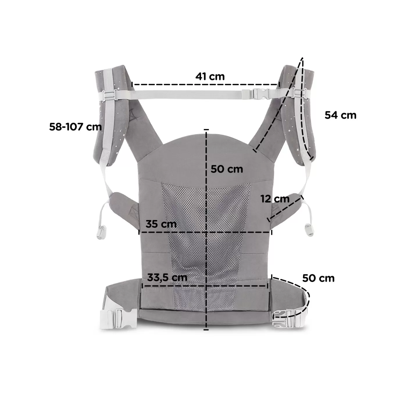 Marsupiu ergonomic kinderkraft huggy, grey, varsta de la 0 luni la 3 ani [12]