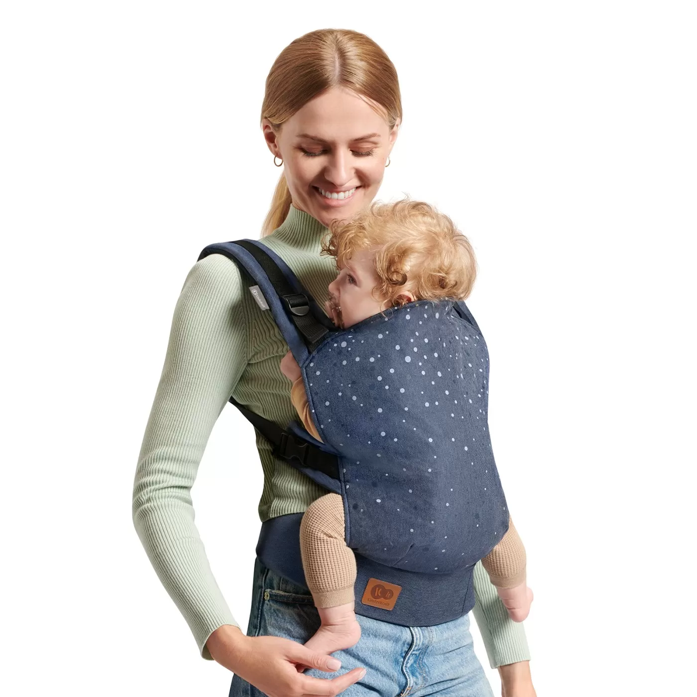 Marsupiu ergonomic kinderkraft nino, pana la 20 kg, confetti denim, varsta de la 0 luni la 5 ani [4]
