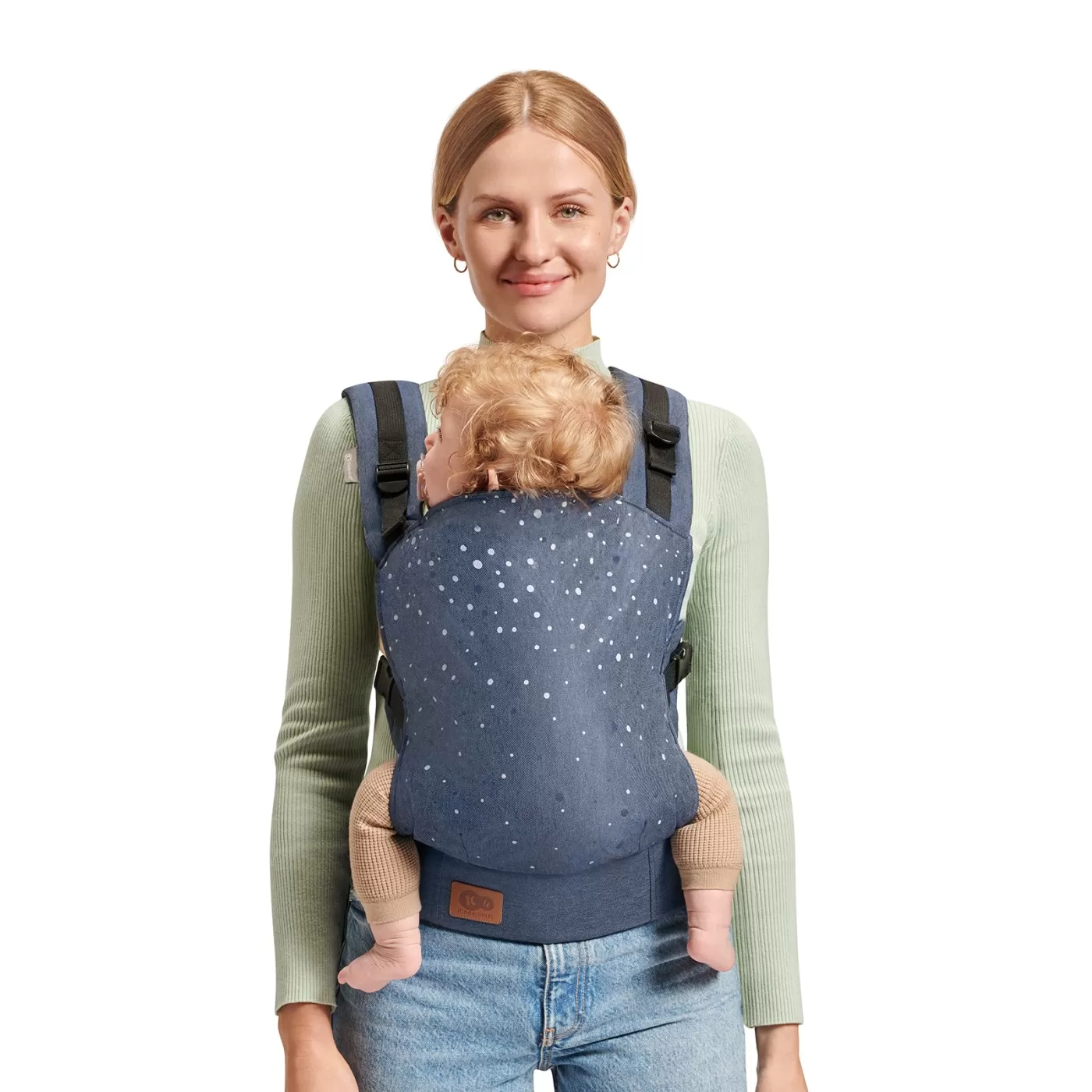 Marsupiu ergonomic kinderkraft nino, pana la 20 kg, confetti denim, varsta de la 0 luni la 5 ani [3]