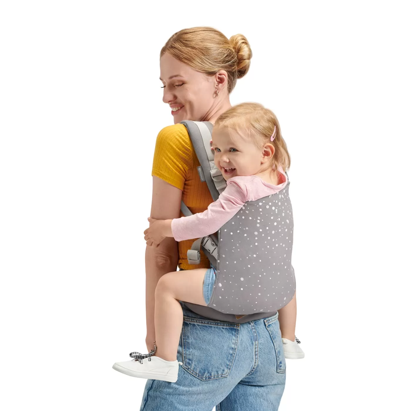 Marsupiu ergonomic kinderkraft nino, pana la 20 kg, confetti grey, varsta de la 0 luni la 5 ani [5]