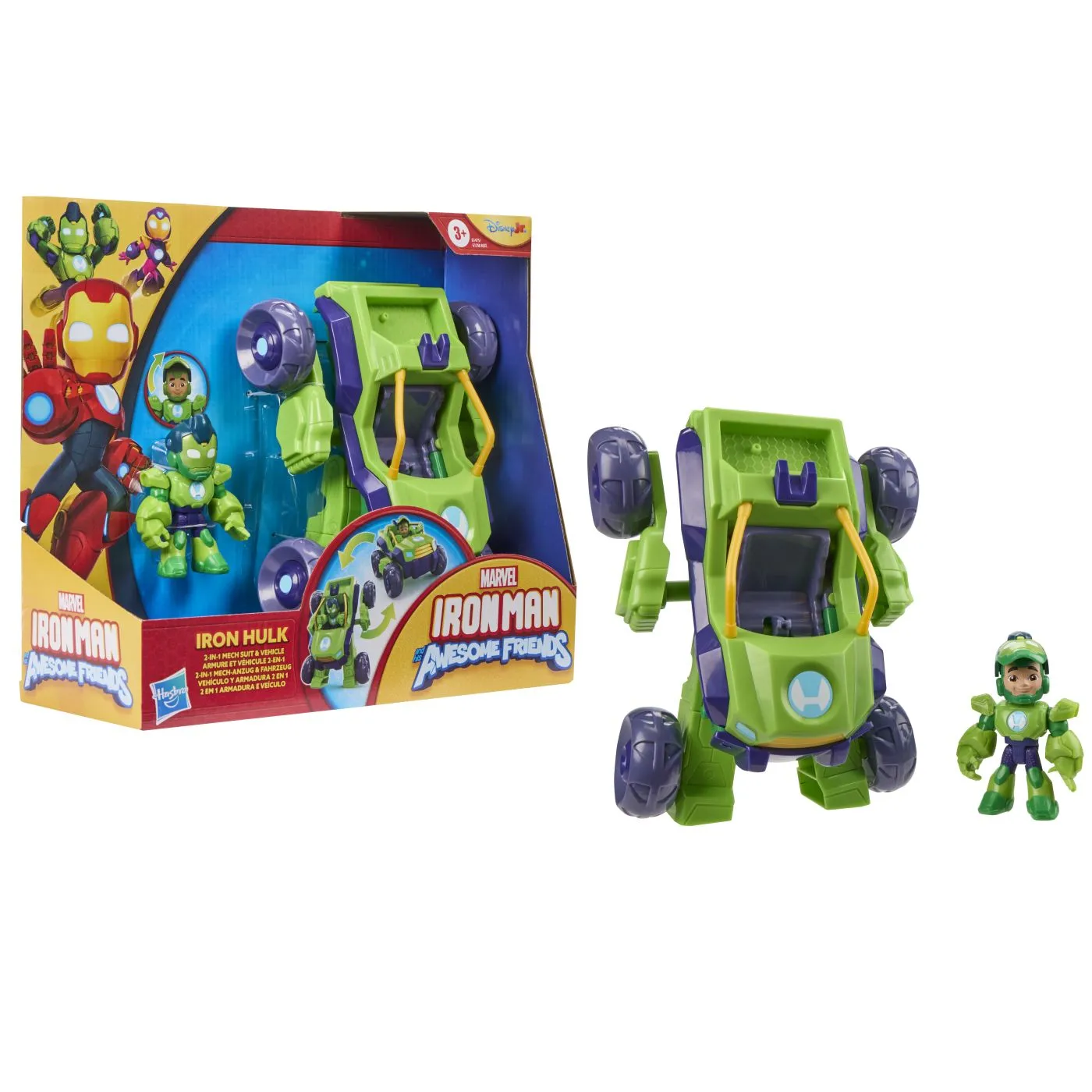 Marvel iron man si prietenii sai uimitori set vehicul 2 in 1 si figurina iron hulk, copii 3 -7 ani [9]
