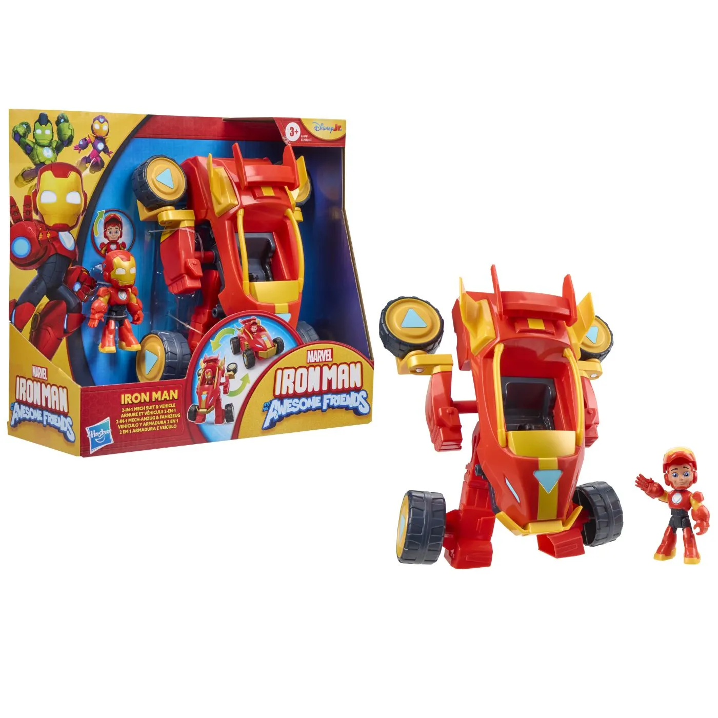 Marvel iron man si prietenii sai uimitori set vehicul 2 in 1 si figurina iron man, copii 3 ani-7 ani [9]