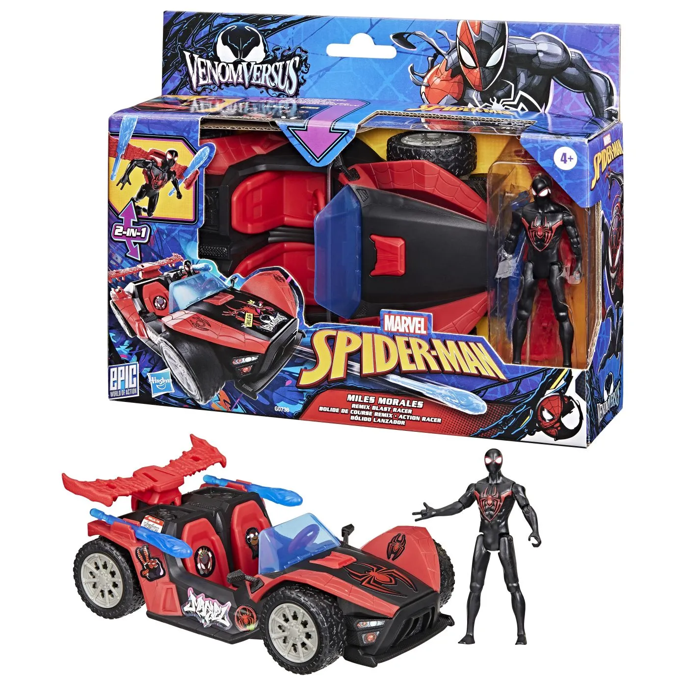 Marvel spider man venom versus lansator auto si figurina miles morales, copii 4 ani pana la 8 ani [7]