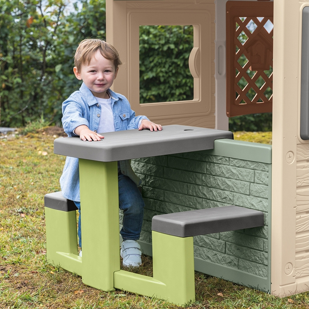 Masa de picnic cu doua banci Smoby Life pentru casuta verde [3]