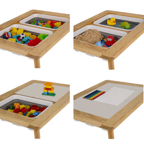 Masa Senzoriala cu Scaun, Montessori, din lemn, educativa, 51.5 x 52 x 72 cm [7]