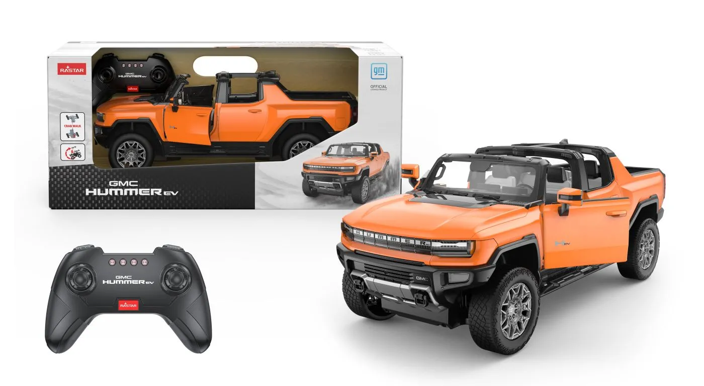Masina cu telecomanda gmc hummer ev portocaliu scara 1 la 16, copii varsta 3 ani pana la +15 ani [1]